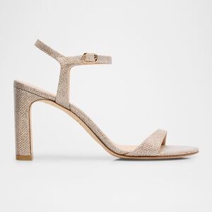 NWOT STUART WEITZMAN Babette Beige Metallic Ankle-Strap Sandals Size 9